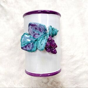 Italian Ceramic Utensil Holder Crock Handmade Rustic Farmhouse Style